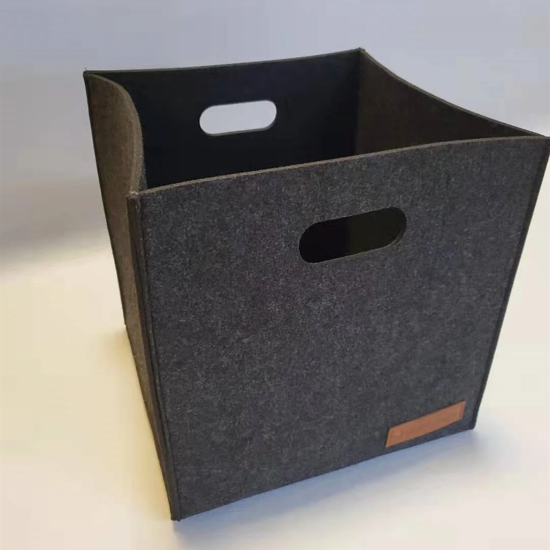 Collapsible Storage Basket Bins Foldable Felt Fabric Storage Box Cubes Containers with Handles