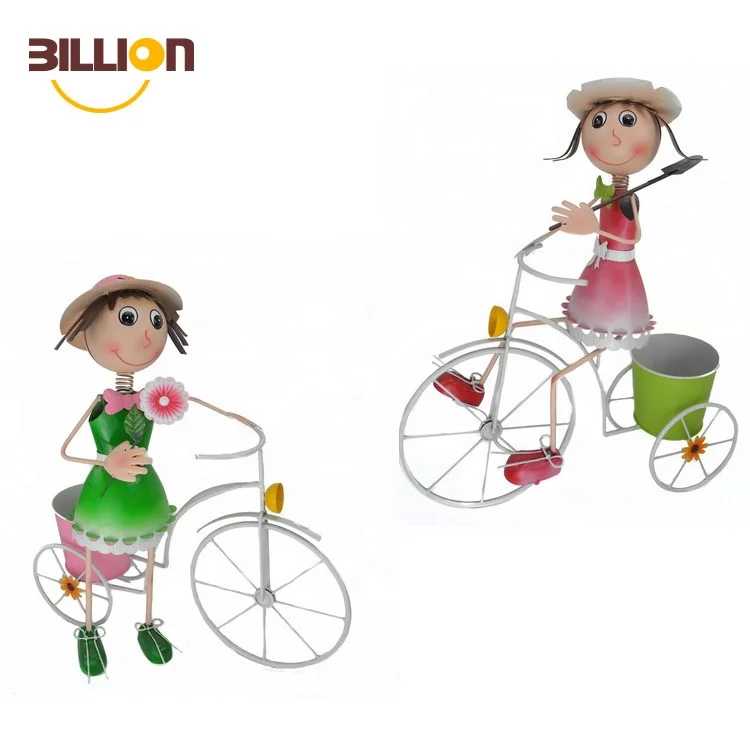 Cartoon Iron Bicycle Decor Garden Metal Pots