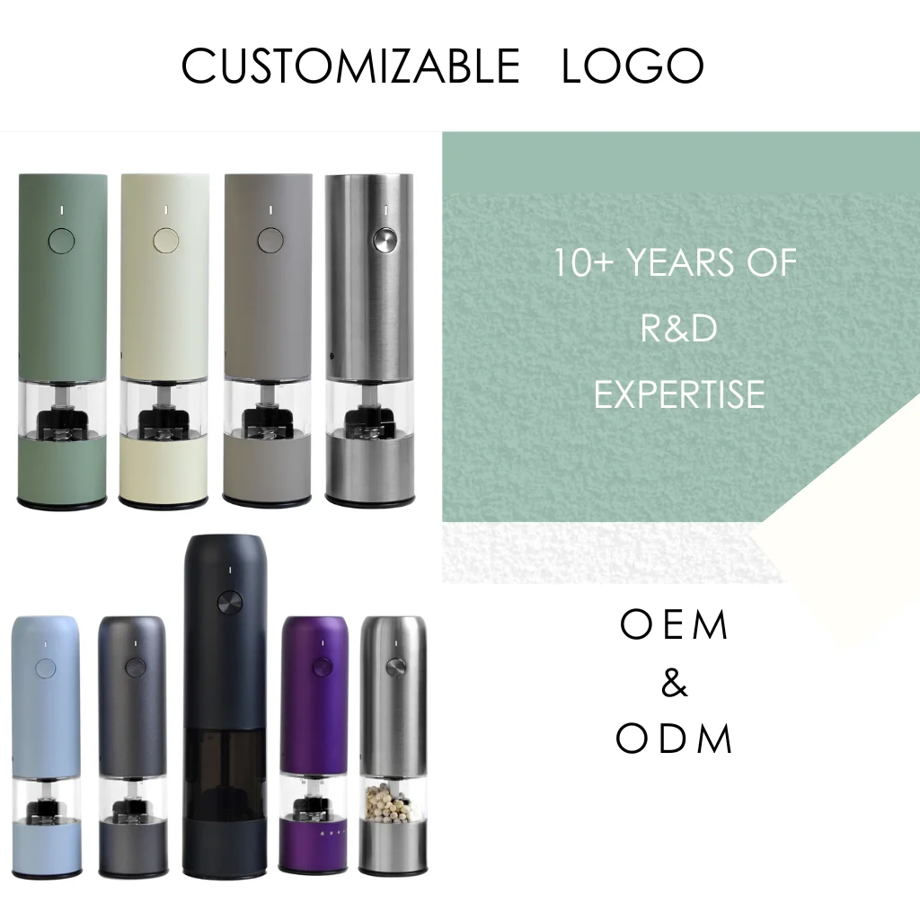 Kitchenware Stainless Steel Spice Grinder Automatic Rechargeable Mini Electric Salt And Pepper Grinder Set Pepper Mill Portable