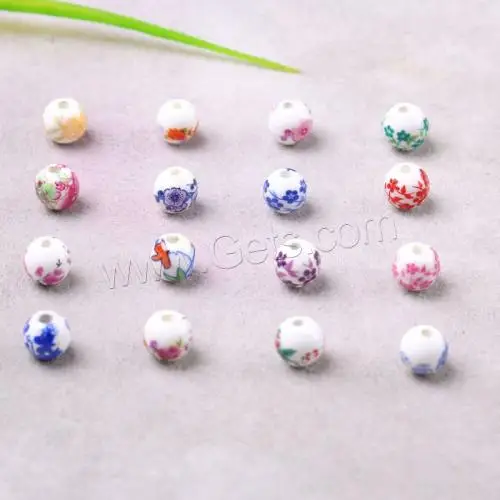 Wholesale Ceramic Beads for Jewelry Making Decal Porcelain China Mixed 8mm Hole: 2mm 1283259