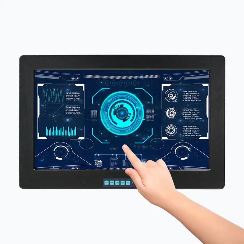 15.6 inch SVGA TFT LCD wall mount capacitive industrial touch monitor IP65 waterproof front panel Rugged construction design