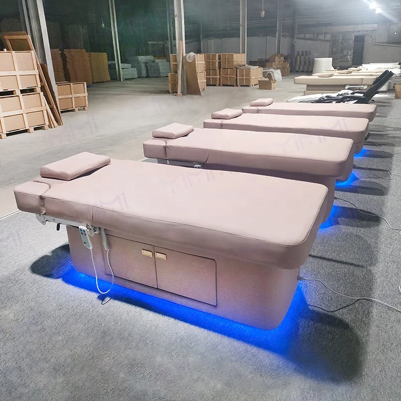 Salon Furniture 2 Motors Spa Table Electric Heating Function Electric Spa Stretcher Base With Light Electric Massage Table Bed