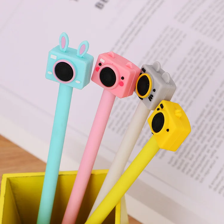 Cartoon camera design, neutral pen, creative student stationery, cute fountain pen, black office signature pen