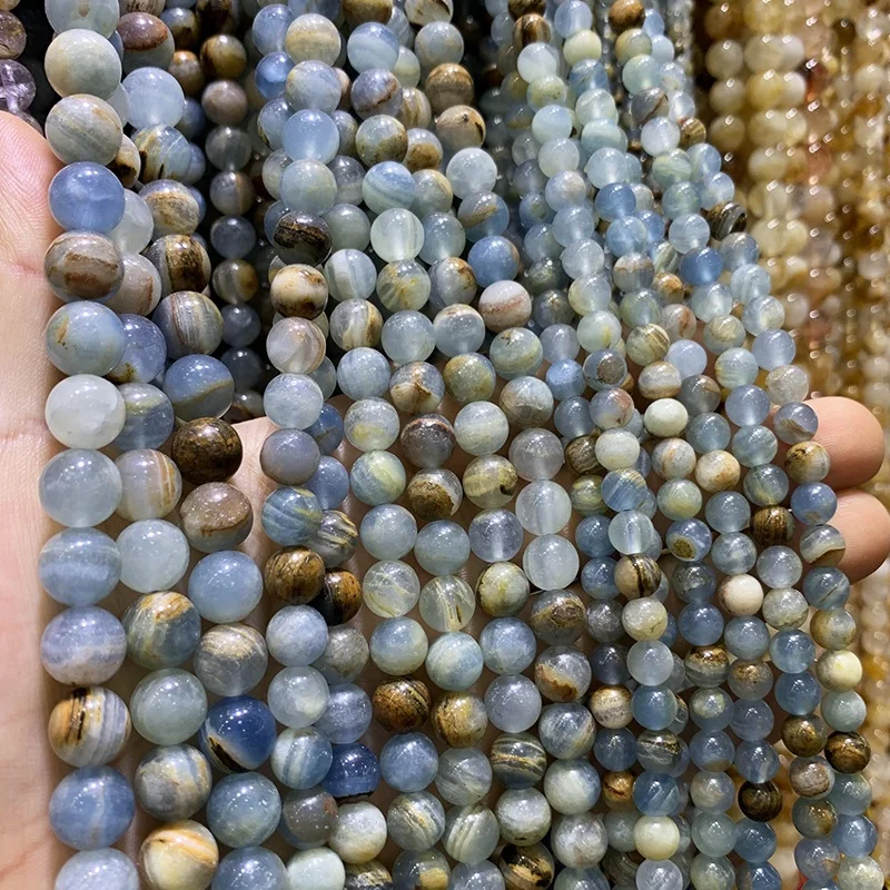 XSJ 6/8/10mm calcite beads heailing crystal gemstone Lemurian Aquatine Calcite Blue Onyx natural stone blue calcite beads
