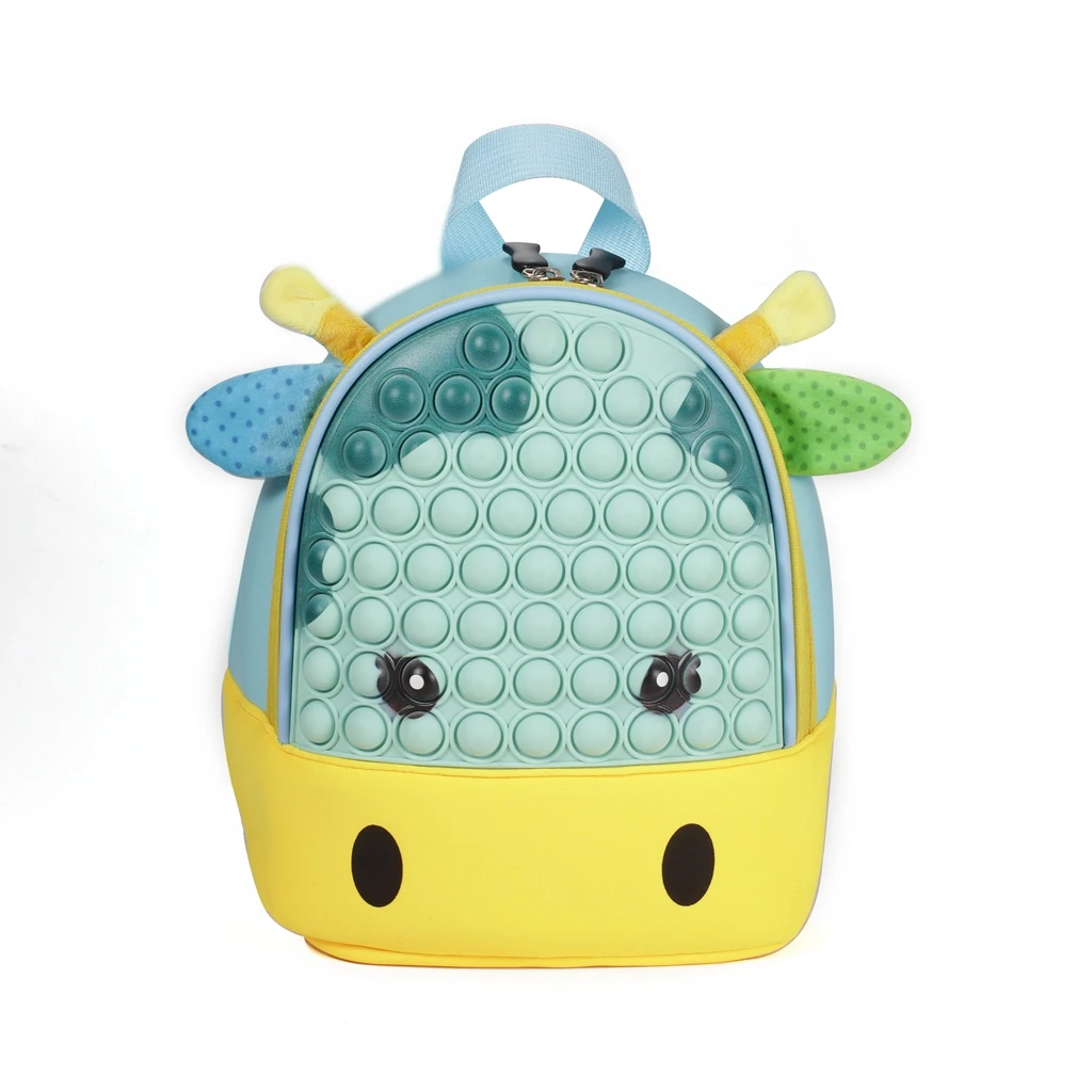 Sedex Bsci Certified silicone Pop bubble Fidget Backpack Tik Tok Amazon Cow figure Kids Pop School books Bag Pop Backpack