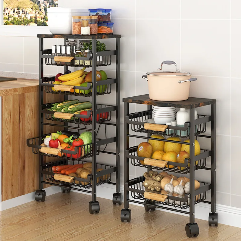 Drawer Design 5 Layers Removable Kitchen Bathroom Storage Organizer Rack Rolling Trolley Cart