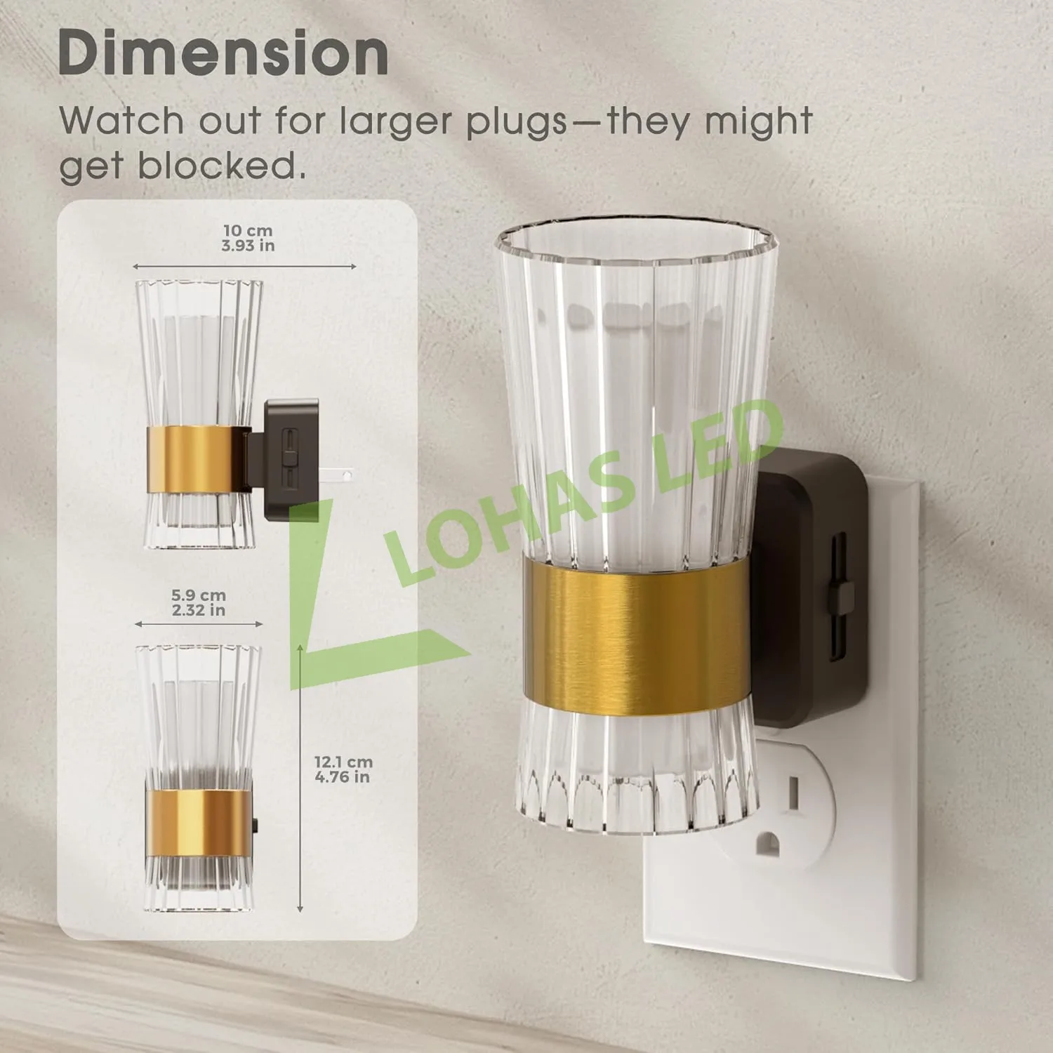LOHAS Luxury Wall Sconce-Style Night Lamps Warm White 3000K Dimmable Up&Down Lighting LED Night Lights for Bedroom Hallway