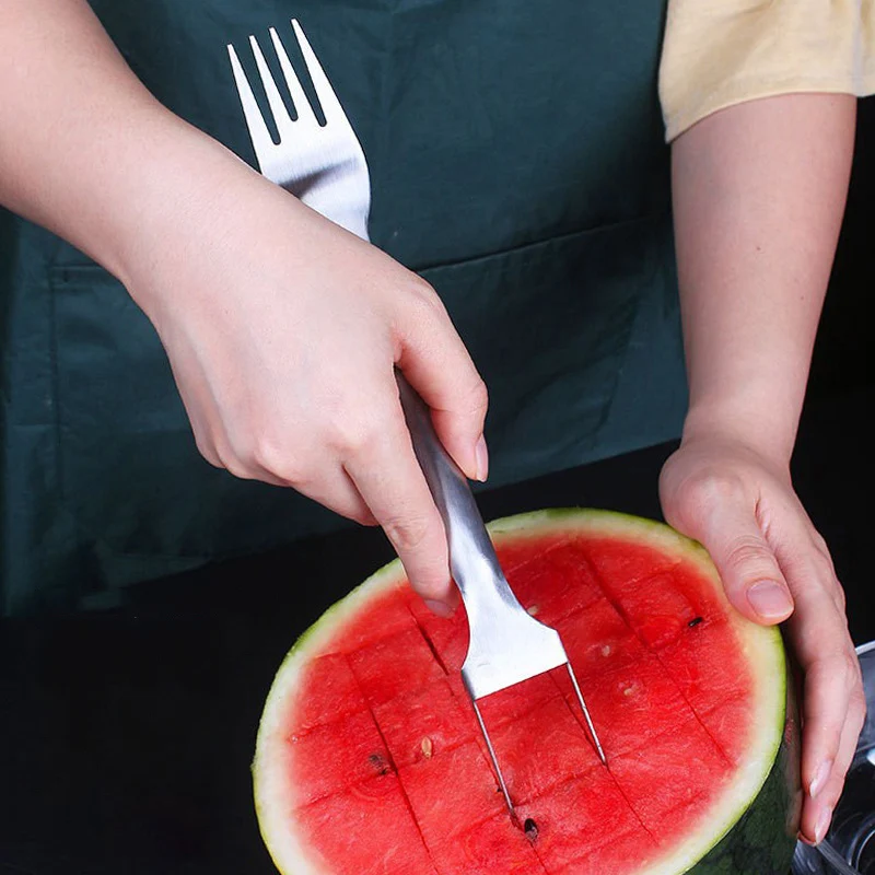 2 in 1 watermelon slicer cutter knife watermelon cutter slicer stainless steel fork