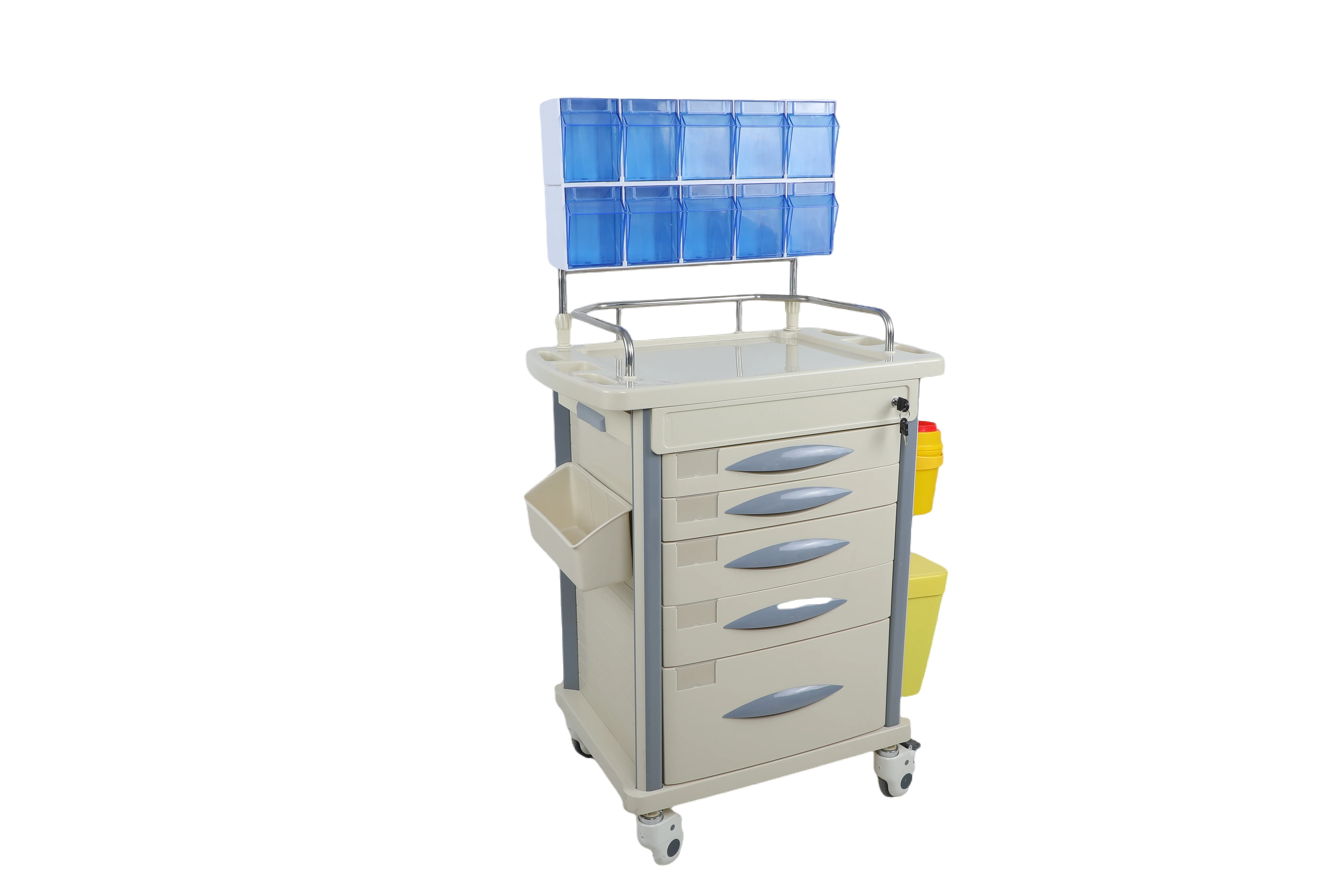 Ginee Medical ABS Hospital Anesthesia Medical Trolley Cart Manufacturer with 4/5/6/2 drawers