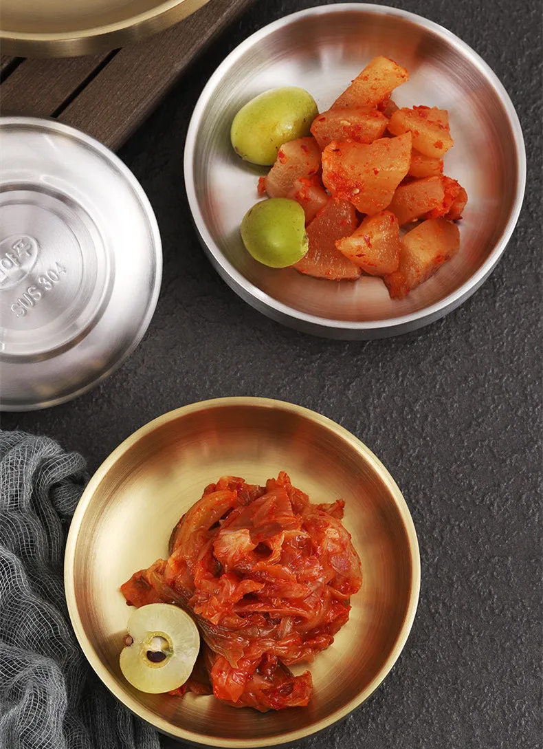 korean 201 304 stainless steel pickles sauce dishes round seasoning dishes