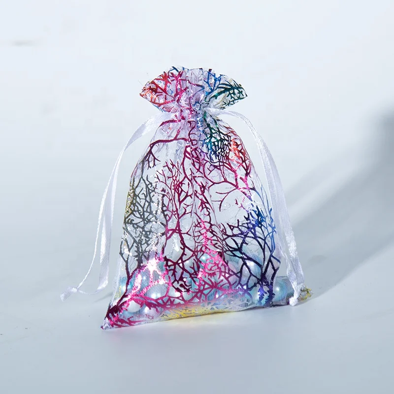 Coral organza bag new eyelash pouch Dried flower spice organza bags  Favors Drawstring  Sweets Pouches