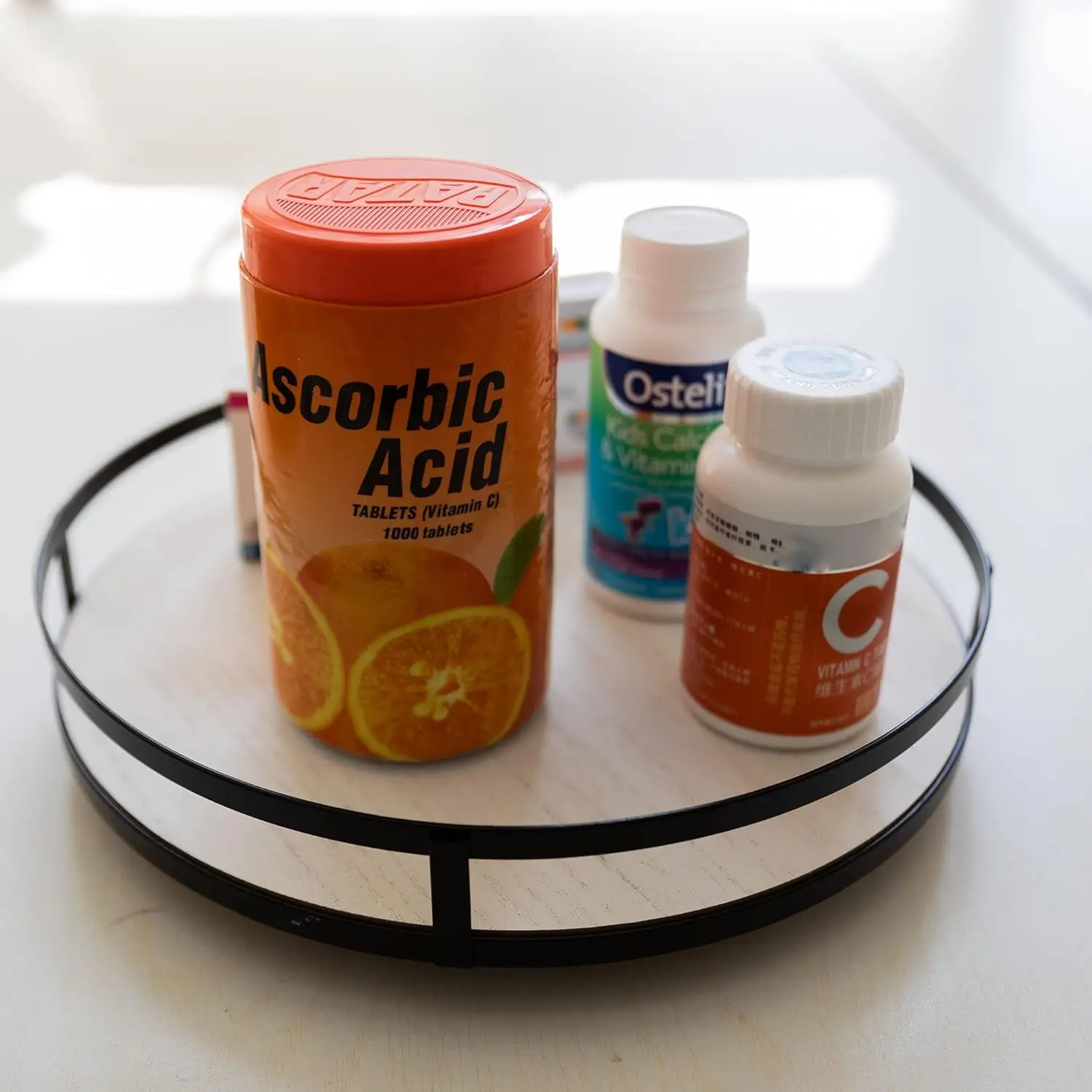 12 Inch Wooden Lazy Susan, Turntable 360 Degree Swivel Table Decoration for Round Shape of Countertop Cabinets or Dining Table