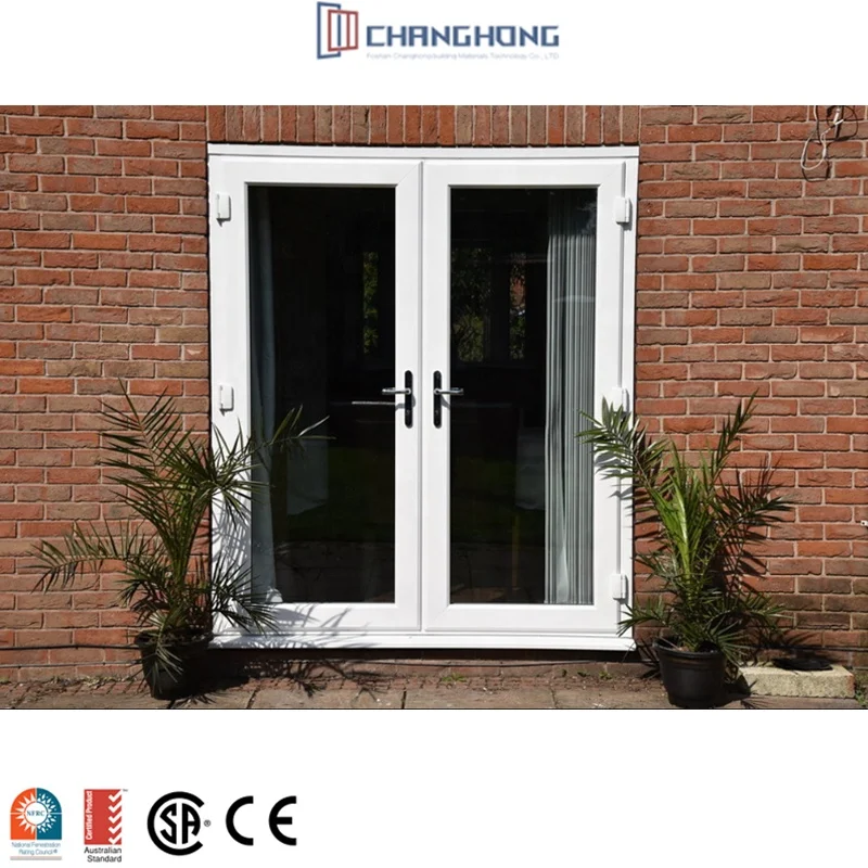 Popular White Pvc Doors CE Standard Upvc Doors For Houses Glass Exterior Villa French Doors