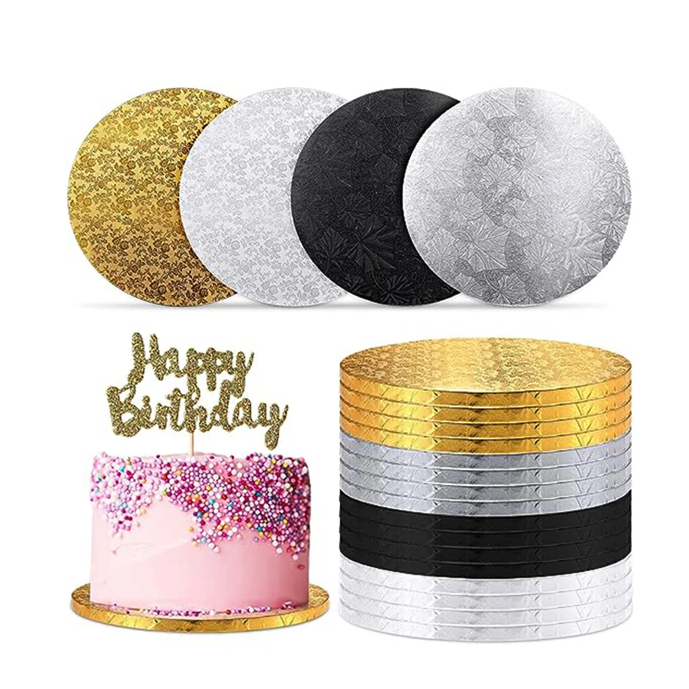Wholesale Round Square 12mm Thick Cake Pad White Gold Pink Silver Black Cake Board Plain Cake Drum