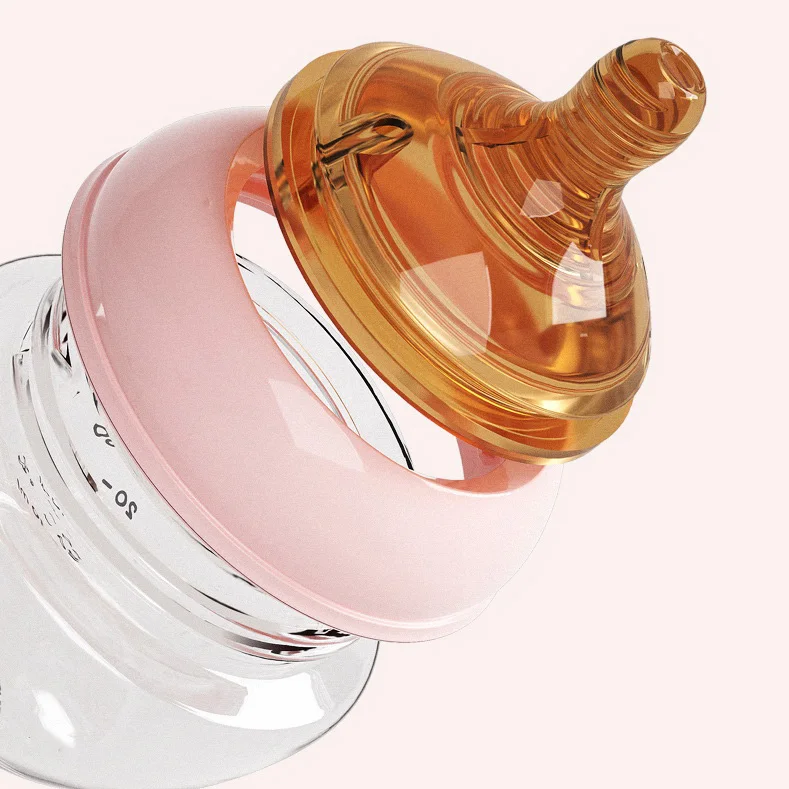 2023 New Design Baby Feeding Bottle Wide Neck Glass Bottle for Newborn Baby Feeding Supplies