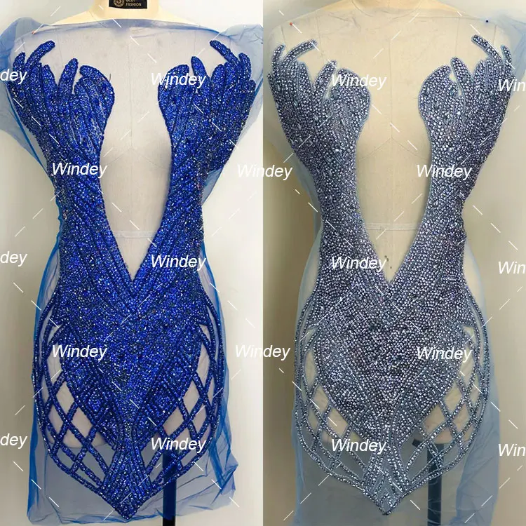 2025 платье для выпускного вечера оптовая продажа синее со стразами круглые кристаллы AB аппликация платья лиф большие части