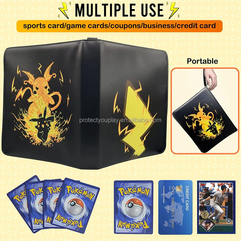 Yellow Card Binder for Pokemon Cards Card Collector Album Binder Holder Book