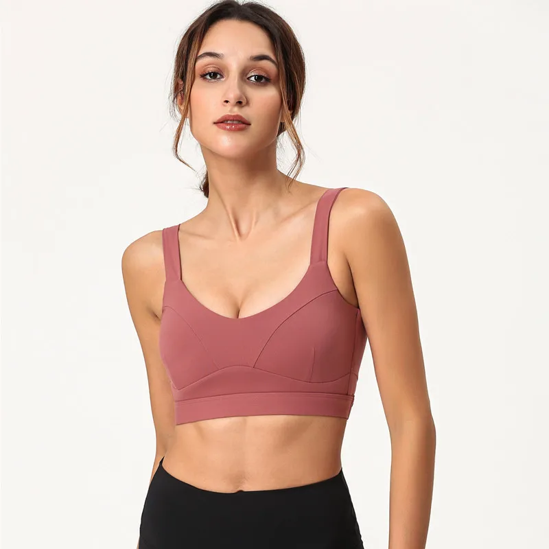Wholesale High Quality Shockproof gathering Intensive Exercise Women Girls Sexy Sleeveless Tank Vest Yoga Top with bra