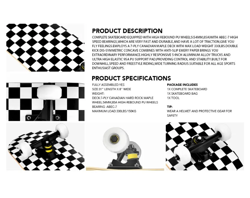 EACHkids 31*8 Inch Skating Board Customize Surfing Skate Board Prices Skateboard for Adult