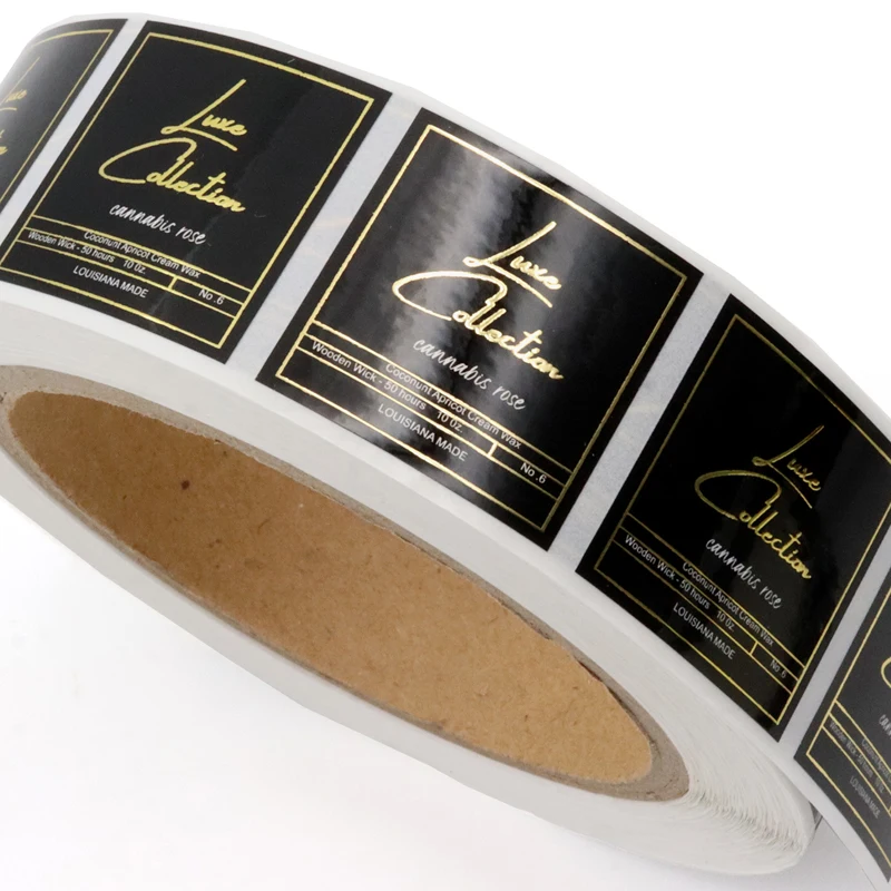 Custom Self Adhesive Metal Letters Label Vinyl Sticker Painted Gold Color Foil Sticker Private Logo Label