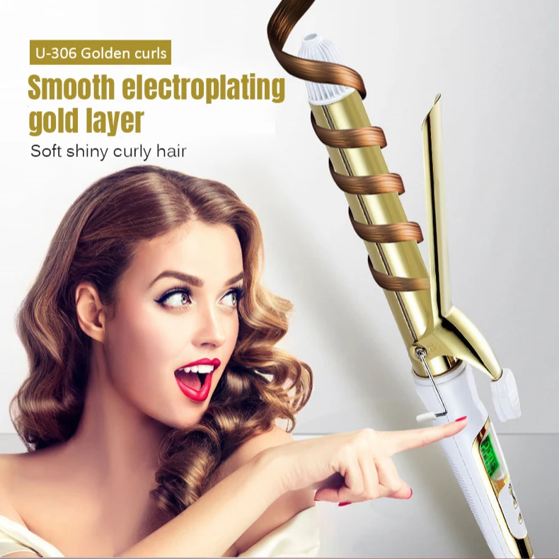 
New Multifunction Wholesale Ceramic Electric Hair Curler Lcd Display Ceramic Straightener And Curler 2 In 1 Hair Iron Curl Wand 