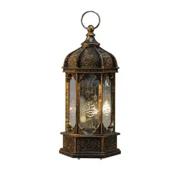 2022 Custom Crafts Decoration Ramadan Lantern Eid Mubarak Wrought Iron Wind Lamp Pendant Arabic Lantern