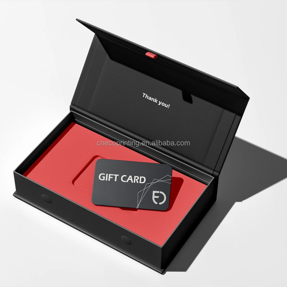 Custom Paper Design Printing Brand Promotion VIP Rewards PVC Gift Thank You Card with Gift Box and Card Slot