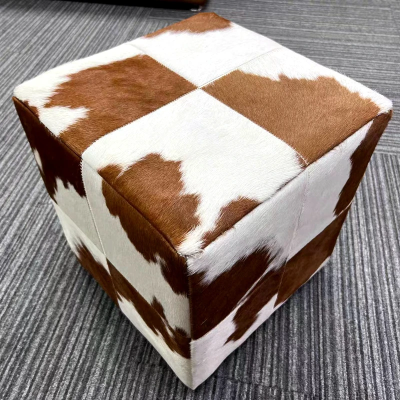 Роскошный табурет из натуральной воловьей кожи 40x40 см