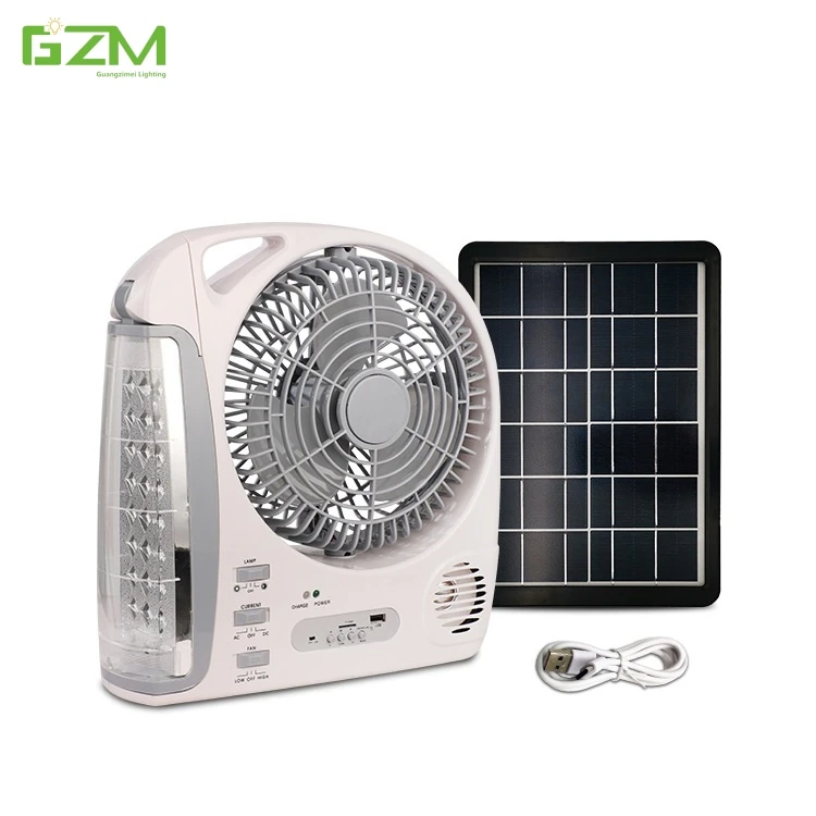 Solar Fan Desktop Camping Portable Emergency Light Fan Charging Treasure with Bluetooth Radio Solar Fan