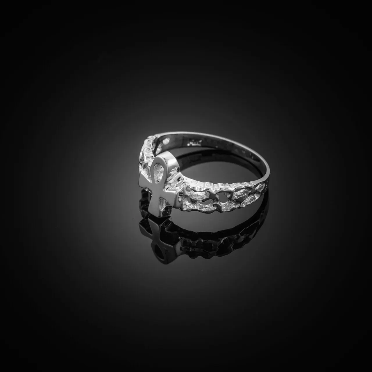 Wholesale 14K Gold Jewelry Ankh Cross Nugget Knuckle Ring