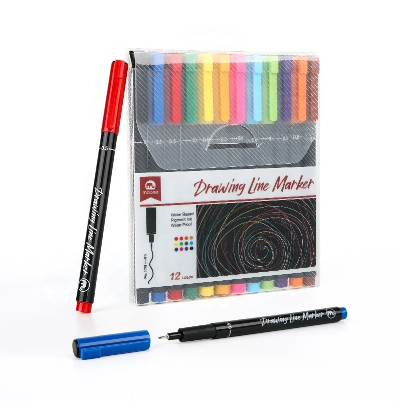 Mobee P-621 China Factory Wholesale writing smoothly supply 0.5mm Muti-Color bright fineliner marker pen with Clip