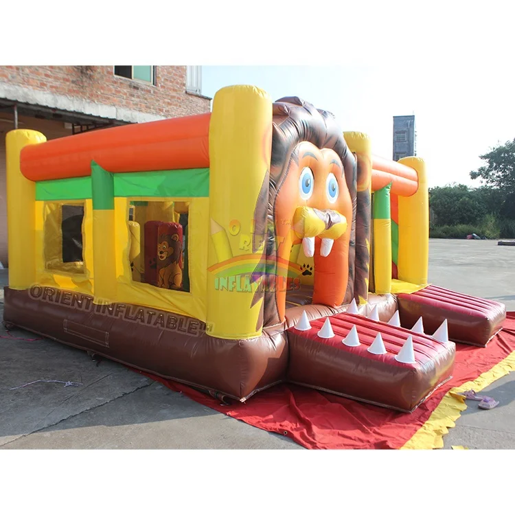 Orient Inflatables lion multi play combo inflatable bouncing slide party lion inflatable jumping