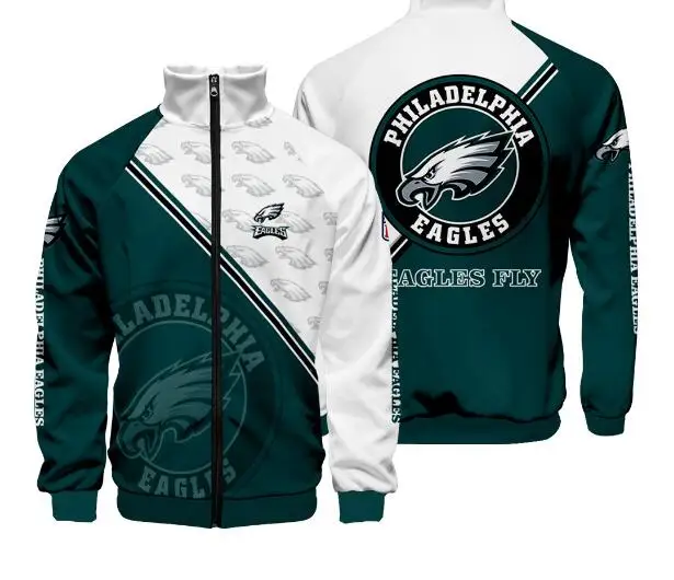 Philadelphia Eagles новый стиль американский футбольный команды пуловер толстовка Толстовка на заказ большие размеры мужские толстовки молнии