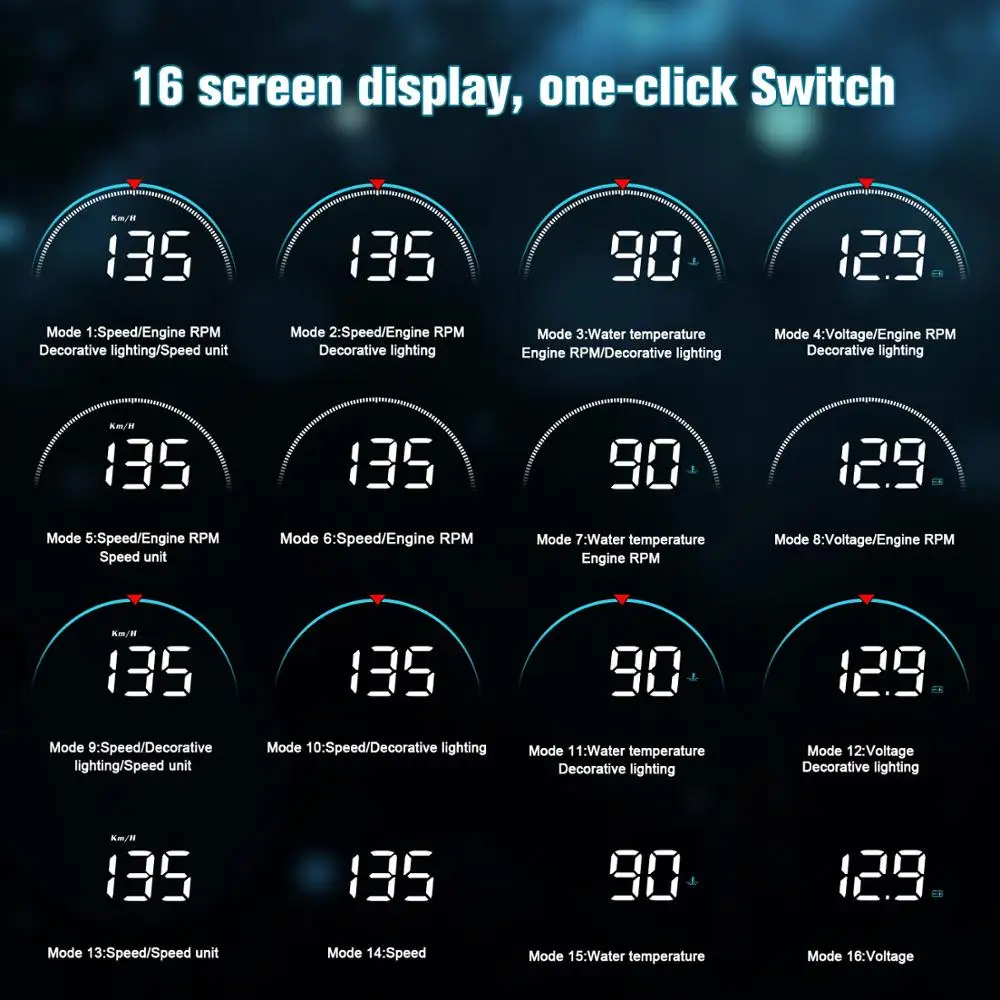 M8 Car Hud factory  OBD2  Head up Display for All Vehicles Speedometer Windshield Projector Overspeed Warning System