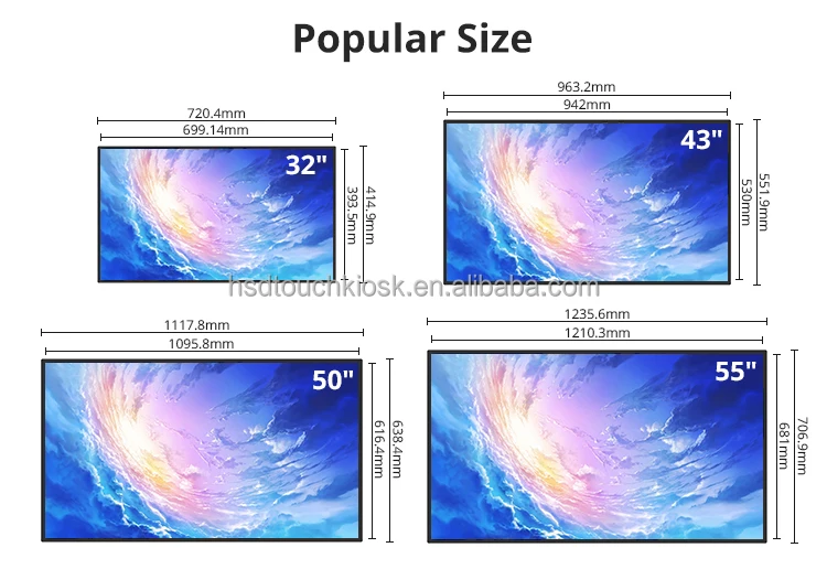 32 43 50 55 inch menu display screen lcd wall mount restaurant coffee fast food indoor menu board digital
