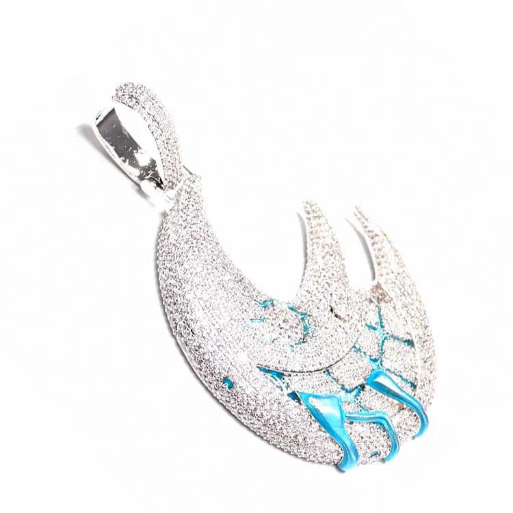 Pendants Hip Hop Diamond Moon Pendant Necklace Jewelry Hiphop Gold Enamel Bling Iced Out Cz Zirconia Halloween For Rapper