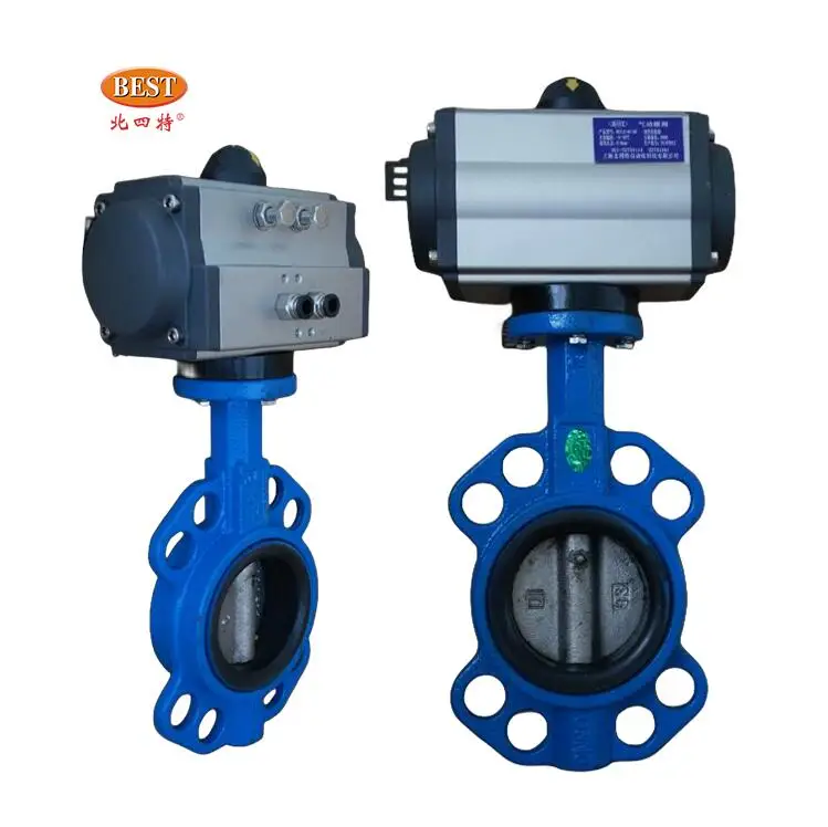 Valve wholesale Q810 Cast Iron Carbon steel Stainless Steel wafer flange 150mm butterfly valve for pneumatic control actuator