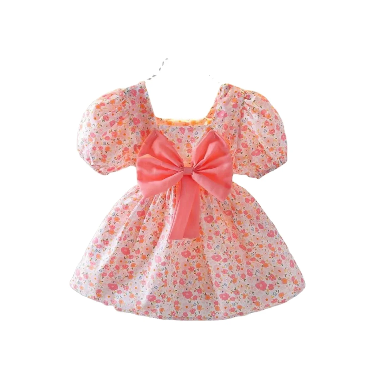 2023 Latest Spring Summer Active Dyed Floral Pattern 100% Organic Cotton Baby Girl Summer Dress For 1-6 Years Old