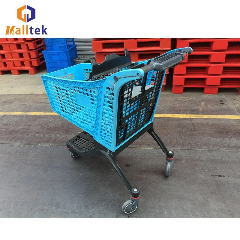 Customized Grocery Store  Foldable   Rure Plastic Shopping Trolley Cart