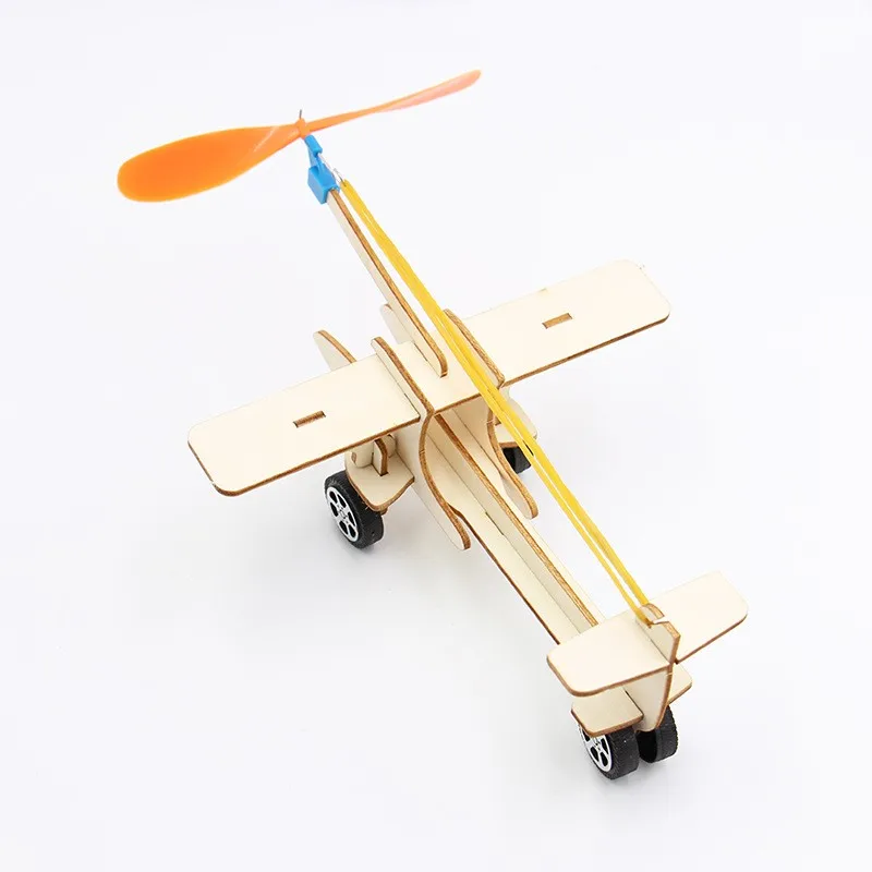 New design wooden diy taxiing aircraft 3D puzzle steam educational handmade toys for kids