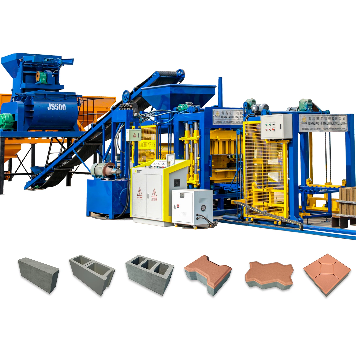 QT5-15 Fully Automatic Hydraulic Press Cement Concrete Hollow Brick Molding Machine For Sale