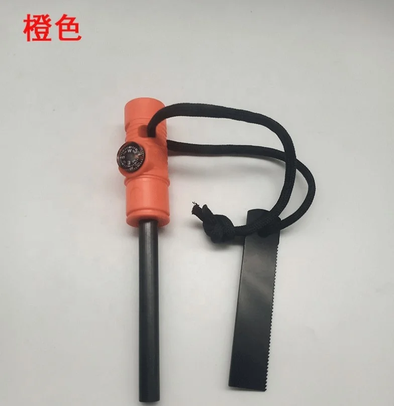 Portable Outdoor Survival Fire Starter Flint Fire Stick with Magnesium and Wooden Handle for Camping and Field Use