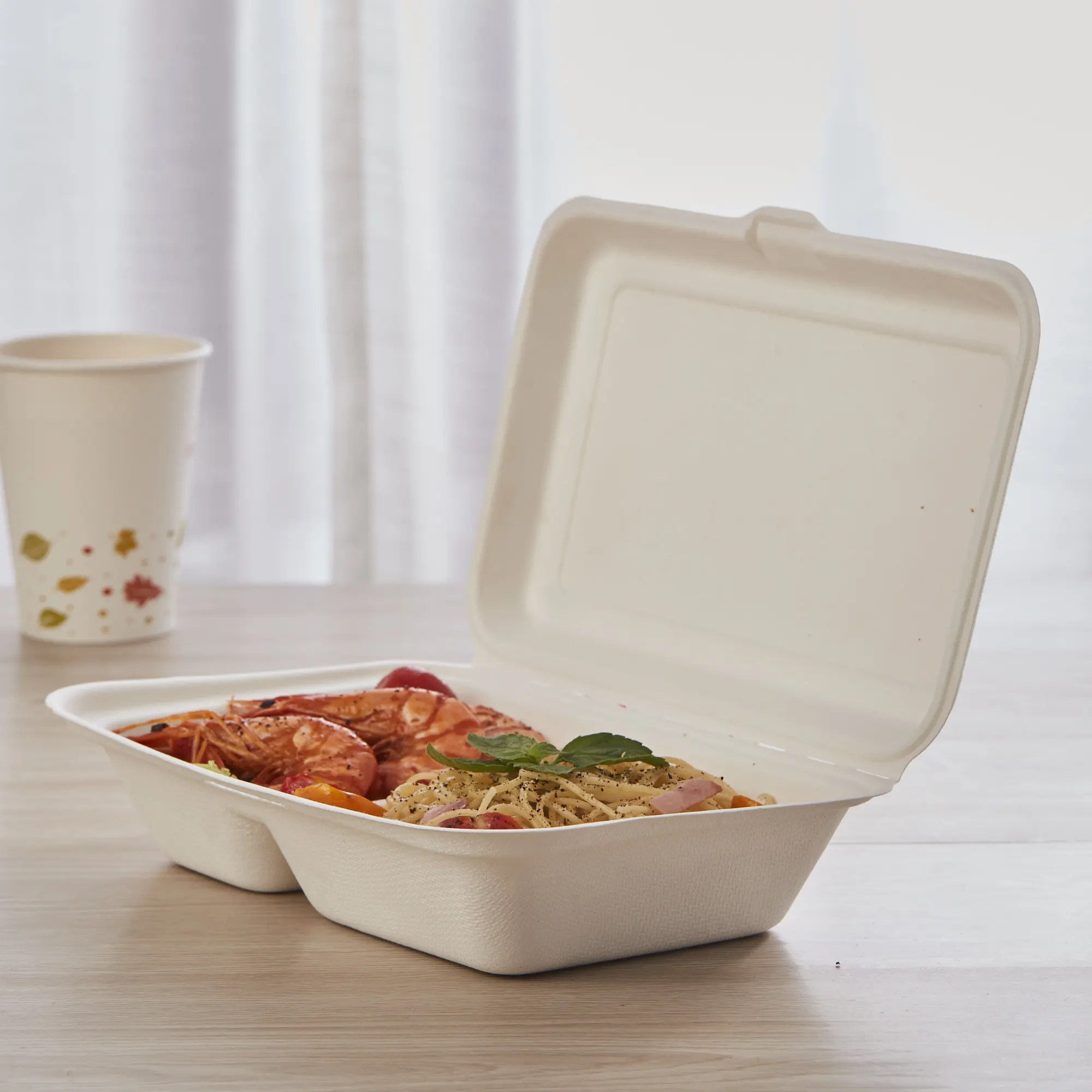 
Biodegradable Take Away 2 Compartment Food Big Container 