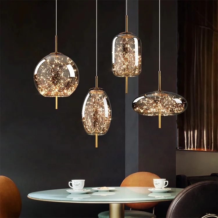 Modern Home Decor Kitchen Island Decorative Hanging Lamp Chandelier Ceiling Glass Ball Pendant Light For Living Room