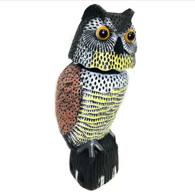 Fake Owl Decoys to Scare Birds Away, Rotating Head Sculptures, Nature Enemy Scarecrow Plastic Statues, Pest Repellent