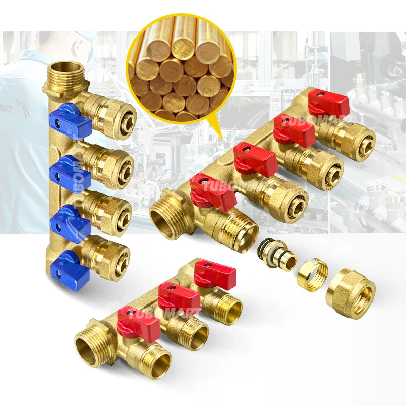 Tubomart  collettori riscaldamento floor brass heating Brass PEX Manifolds Valve water manifolds plumbing heating system