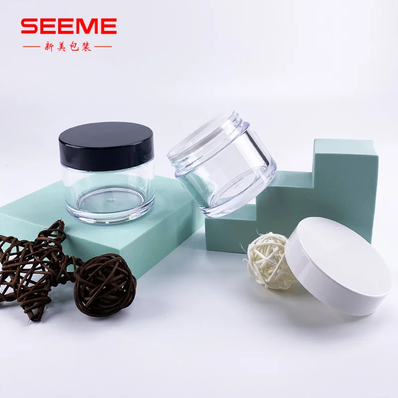 Wholesale high quality 50ml clear wholesale PETG plastic jars with lid