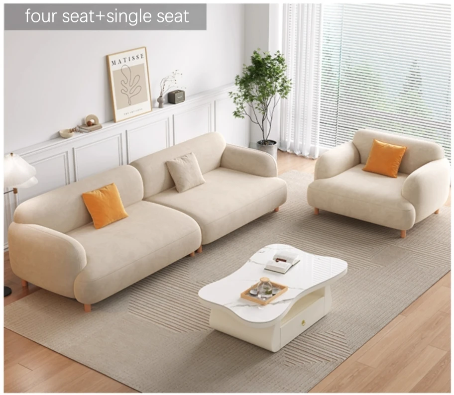 Cream style Nordic 3 seat Design Sofa Simple Living Room Teddy Fabric Leisure Sofa Couch Apartment Mini sofa furniture