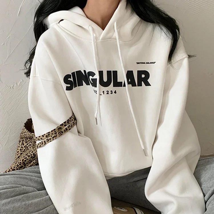 Wholesale Custom Embroidery Logo Heavy Women Winter Casual 100% Cotton Fleece Hoodies