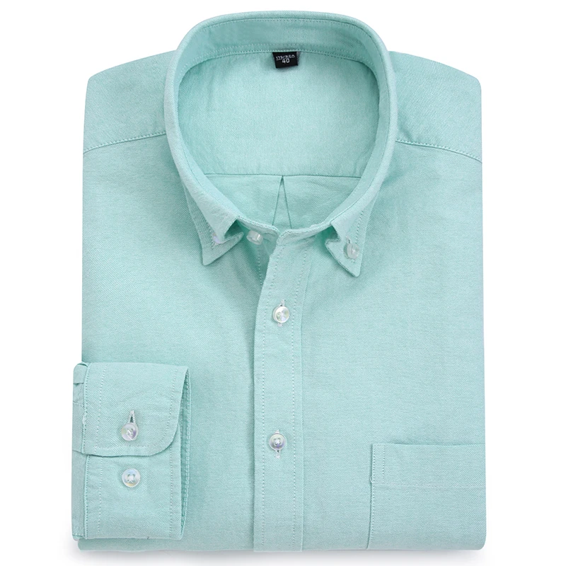 Luxury Fashion Rose Red Oxford Cotton Button Down Loose Fit Long Sleeve With Pocket Shirts For Men